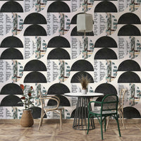 Contemporary abstract wall mural in neutral tones

