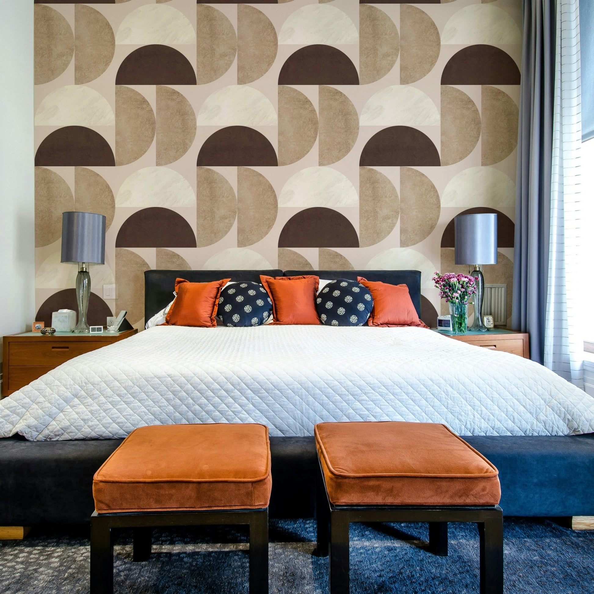 Beige and brown geometric shapes on wall mural

