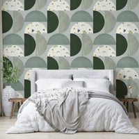 Mural wallpaper featuring organic shapes and brushstrokes

