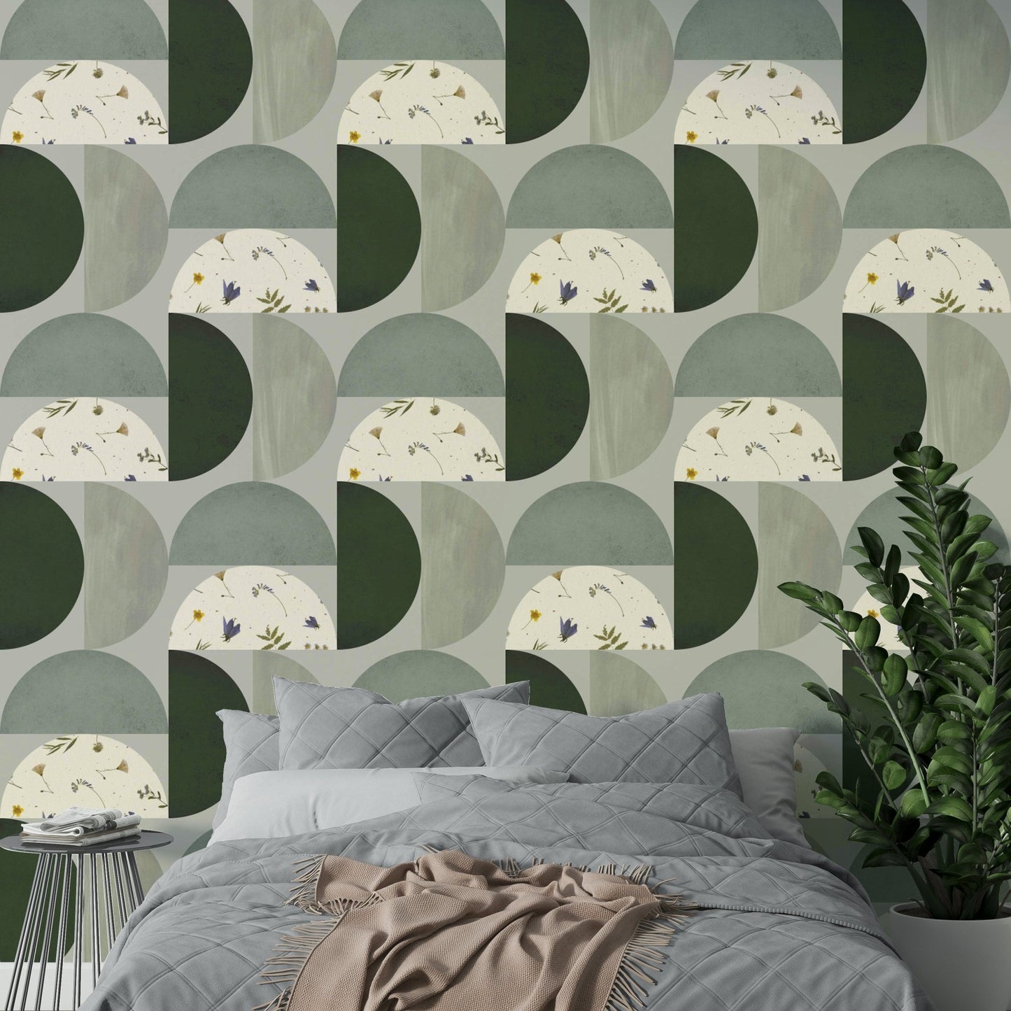 Textured art wall mural with natural tone palette

