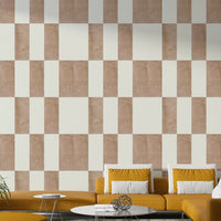 Textured mural in earthy and soft contrast tones

