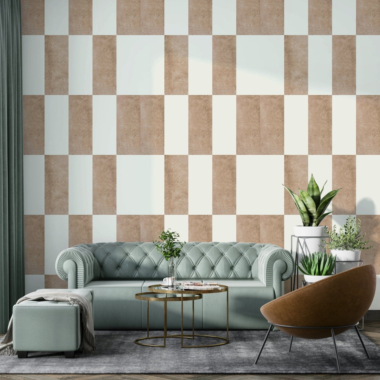 Wall mural featuring bold brushstrokes and textures

