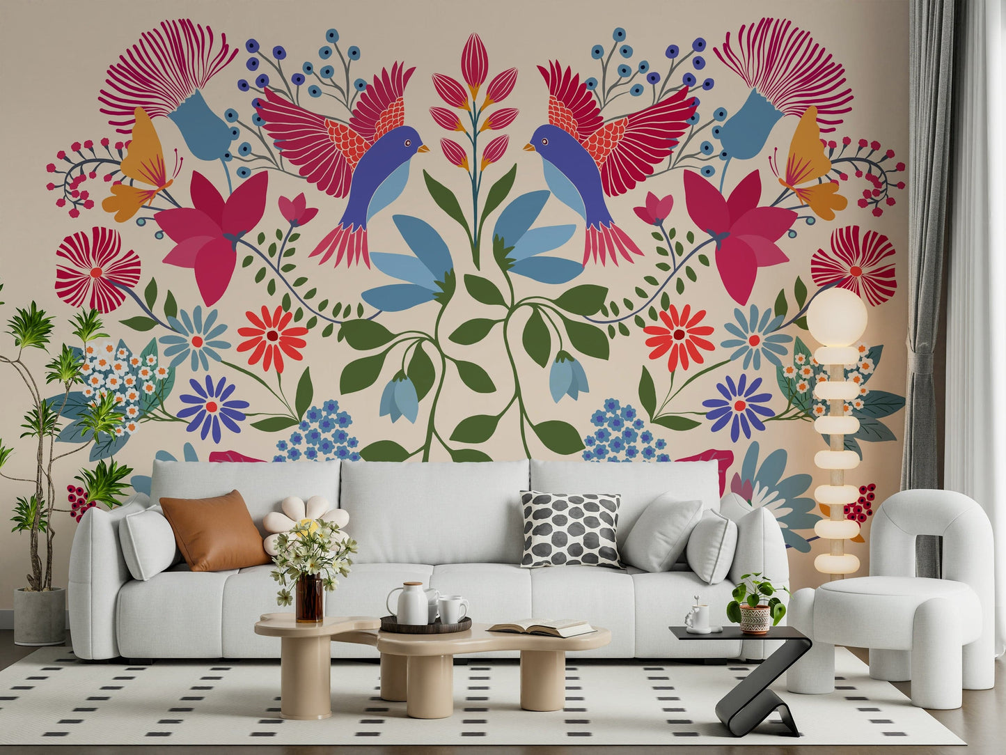 Peinture murale de jardin mexicain