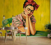 Feminine mural with vibrant florals and symbolism

