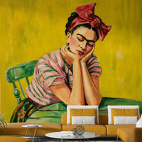 Vibrant cultural mural with floral and textile patterns

