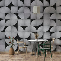 Geometric concrete mosaic wall mural with a vintage twist

