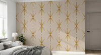 Mid Century Modern Atomic Starburst Cross Mustard Wallpaper⁠