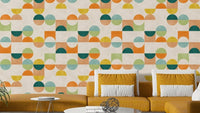 The colors are a classic retro palette, including mustard yellow, teal, and muted gray.

