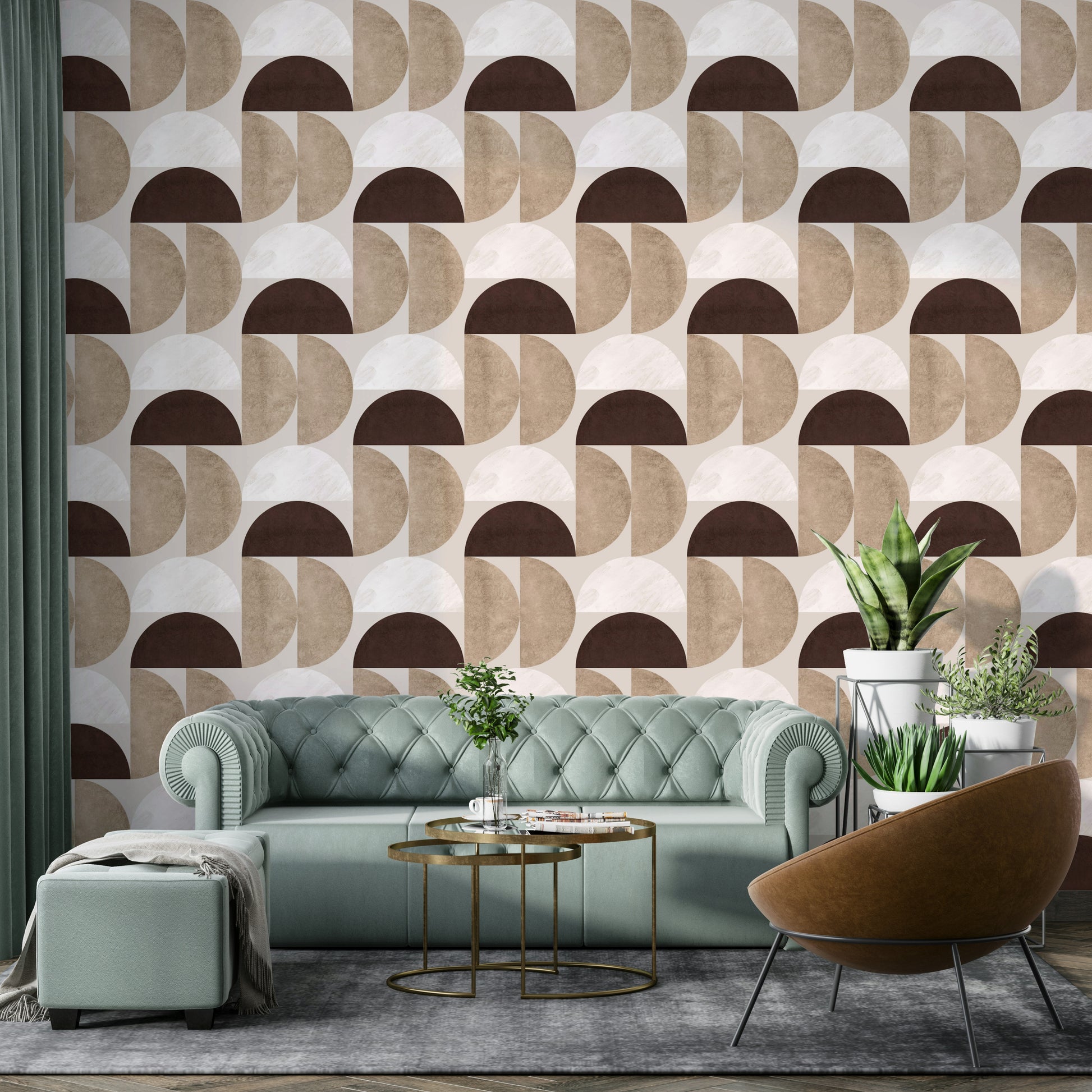 Graphic mid-century modern wallpaper pattern

