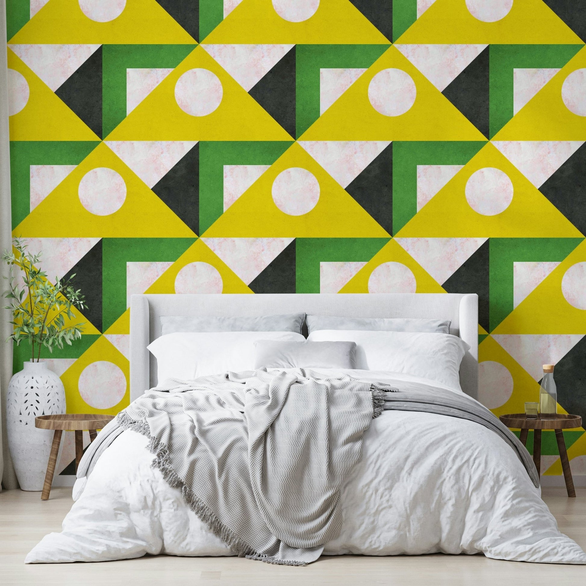 Wall mural featuring mustard yellow vintage design

