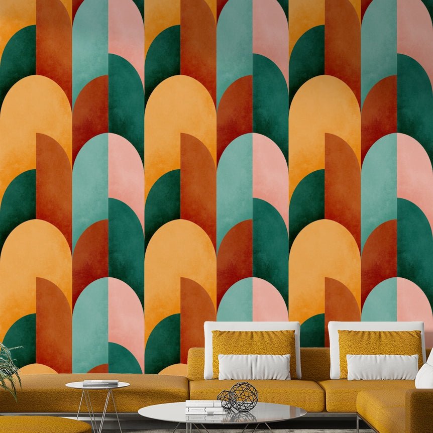 Mid Mod Geometry Sunburn Wallpaper⁠