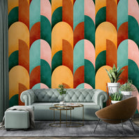 Mid Mod Geometry Sunburn Wallpaper⁠