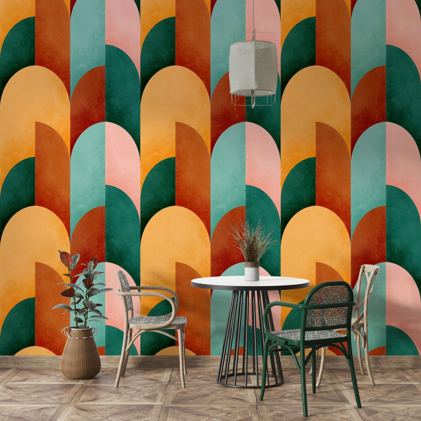 Mid Mod Geometry Sunburn Wallpaper⁠