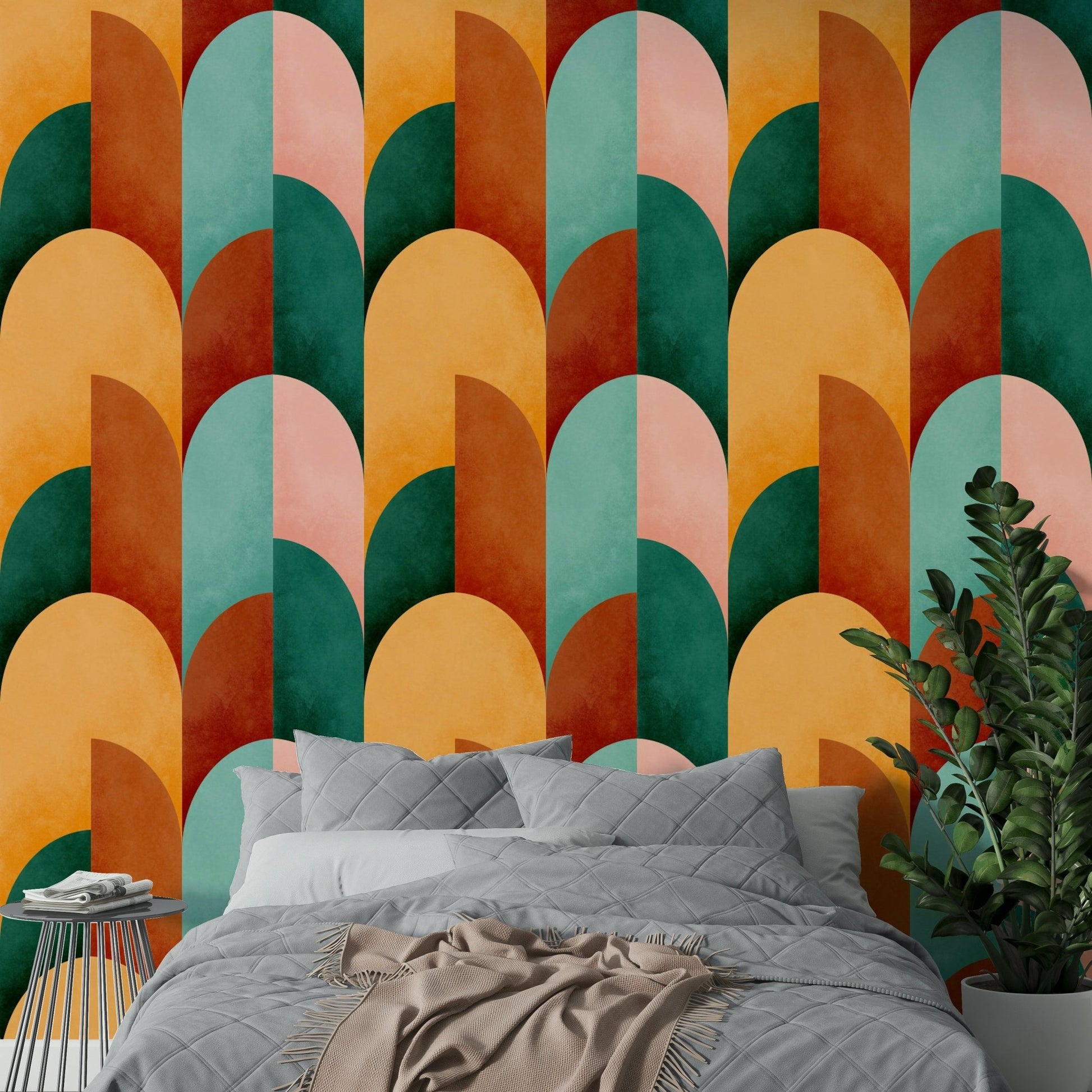 Mid Mod Geometry Sunburn Wallpaper⁠