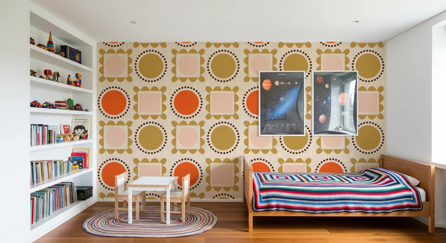 Mid Mod Pictures Frames - Beige Pink Ocher Wallpaper⁠