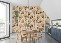 Mid Mod Wildflower Comb - Beige Chocolate Wallpaper⁠