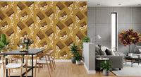 Mid Mod Wildflower Comb - Beige Ocher Wallpaper⁠