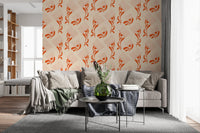 Mid Mod Wildflower Comb - Beige Terracotta Wallpaper⁠