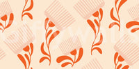Mid Mod Wildflower Comb - Beige Terracotta Wallpaper⁠