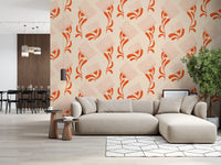 Mid Mod Wildflower Comb - Beige Terracotta Wallpaper⁠