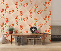 Mid Mod Wildflower Comb - Beige Terracotta Wallpaper⁠