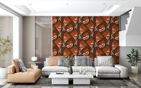 Mid Mod Wildflower Comb - Chocolate Terracotta Wallpaper⁠