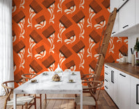 Mid Mod Wildflower Comb - Terracotta Chocolate Wallpaper⁠