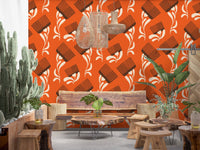 Mid Mod Wildflower Comb - Terracotta Chocolate Wallpaper⁠