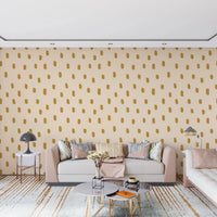 Mid Mod Wildflower Dots - Beige Ocher Wallpaper⁠