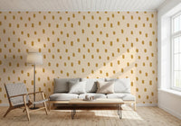 Mid Mod Wildflower Dots - Beige Ocher Wallpaper⁠