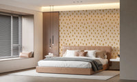 Mid Mod Wildflower Dots - Beige Ocher Wallpaper⁠