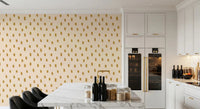Mid Mod Wildflower Dots - Beige Ocher Wallpaper⁠