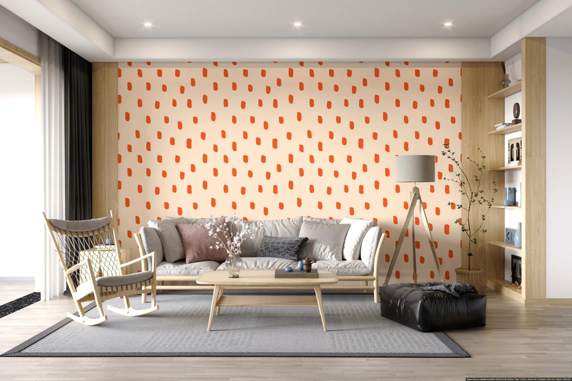 Mid Mod Wildflower Dots - Beige Terracotta Wallpaper⁠