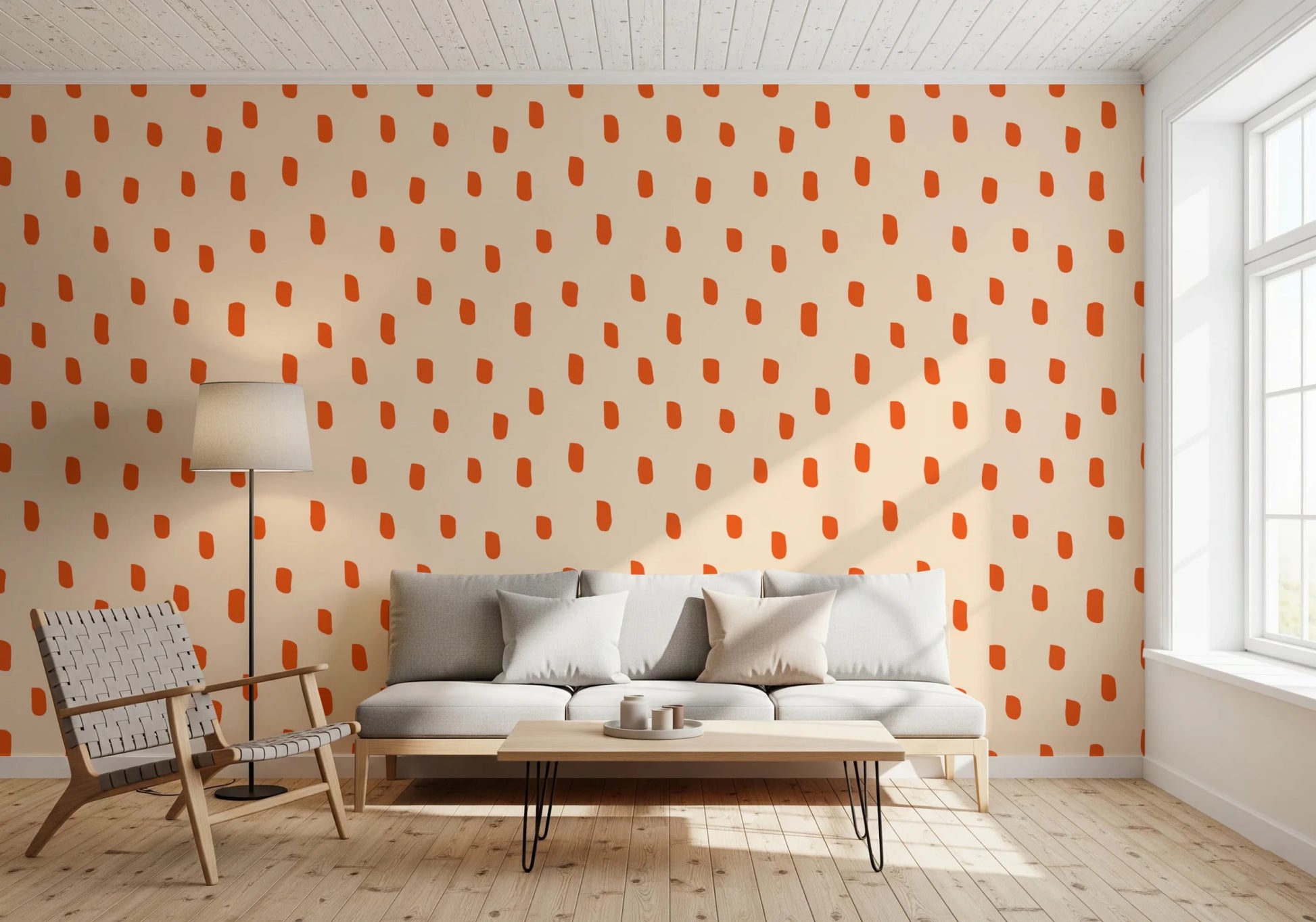 Mid Mod Wildflower Dots - Beige Terracotta Wallpaper⁠