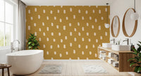 Mid Mod Wildflower Dots - Ocher Beige Wallpaper⁠