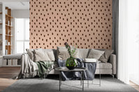Mid Mod Wildflower Dots - Pink Brown Wallpaper⁠