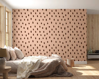 Mid Mod Wildflower Dots - Pink Brown Wallpaper⁠