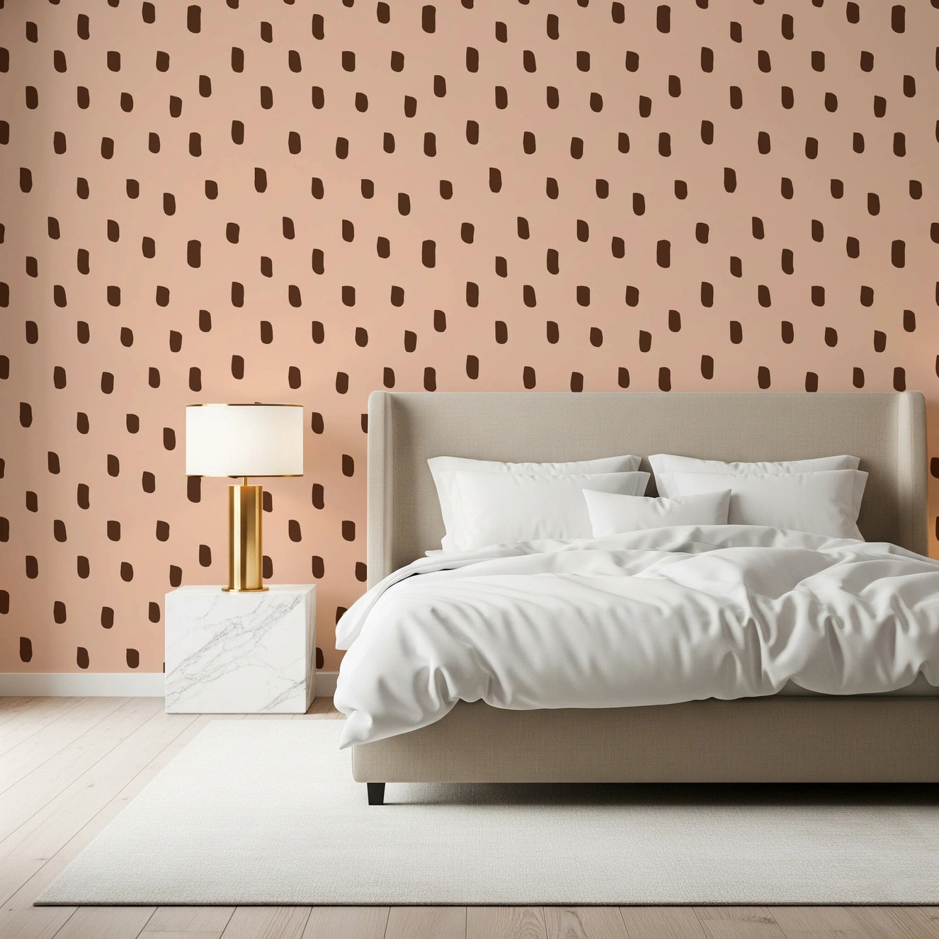 Mid Mod Wildflower Dots - Pink Brown Wallpaper⁠