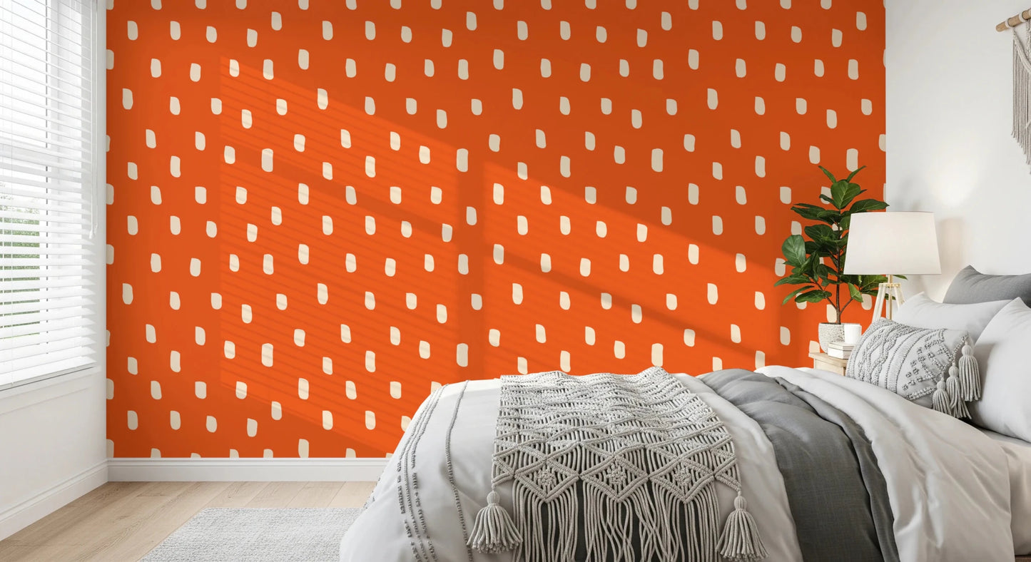 Mid Mod Wildflower Dots - Terracotta Beige Wallpaper⁠