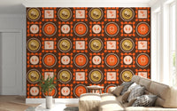Mid Mod Wildflower Frames - Botanical Collage Chocolate Terracotta Wallpaper⁠
