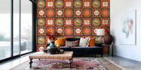 Mid Mod Wildflower Frames - Botanical Collage Chocolate Terracotta Wallpaper⁠