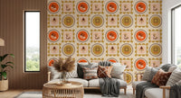 Mid Mod Wildflower Frames - Botanical Collage Terracotta Ocher Wallpaper⁠