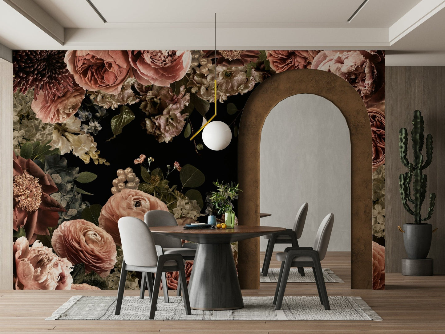 The design has a very polished and luxurious effect on the space.

