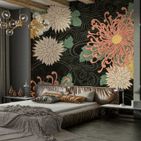 Sophisticated floral design in dark tones for a calm atmosphere.

