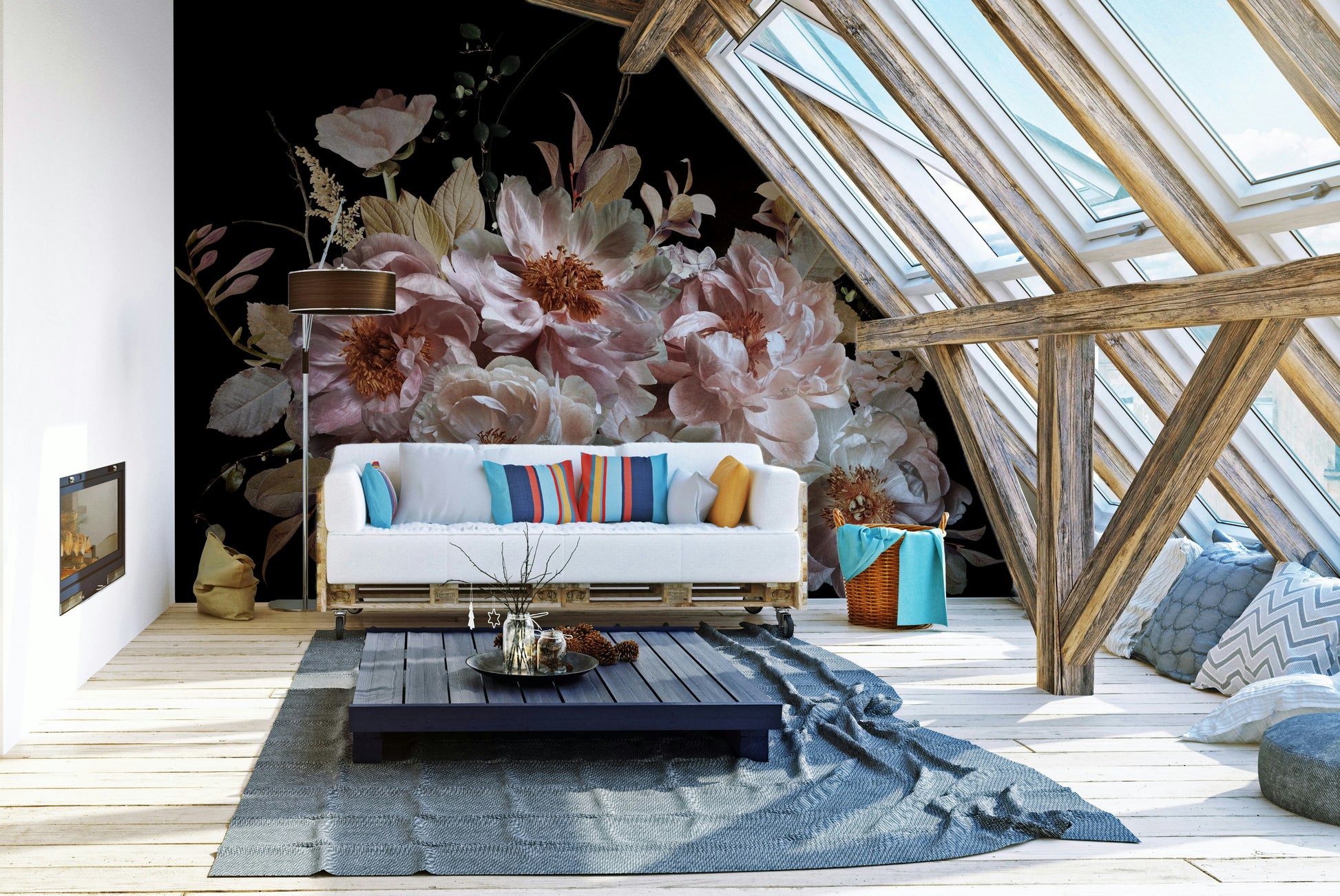 Artistic wallpaper with night garden theme

