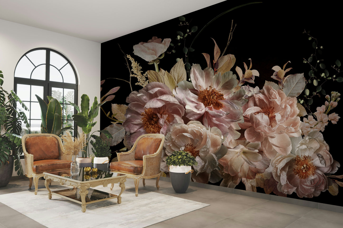 Elegant nocturnal floral wallpaper

