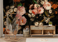 A dramatic floral wallpaper for walls.