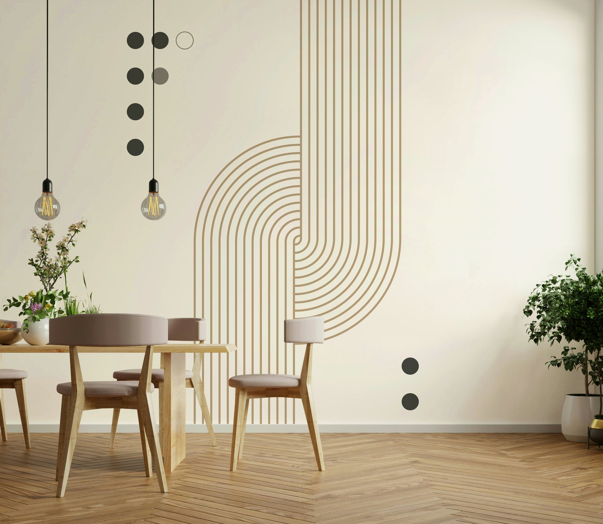 Flowing abstract mural in neutral tones

