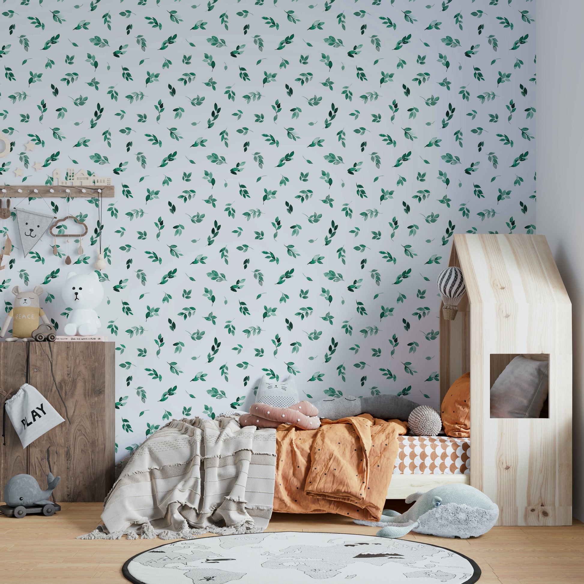 Fresh green foliage wallpaper design

