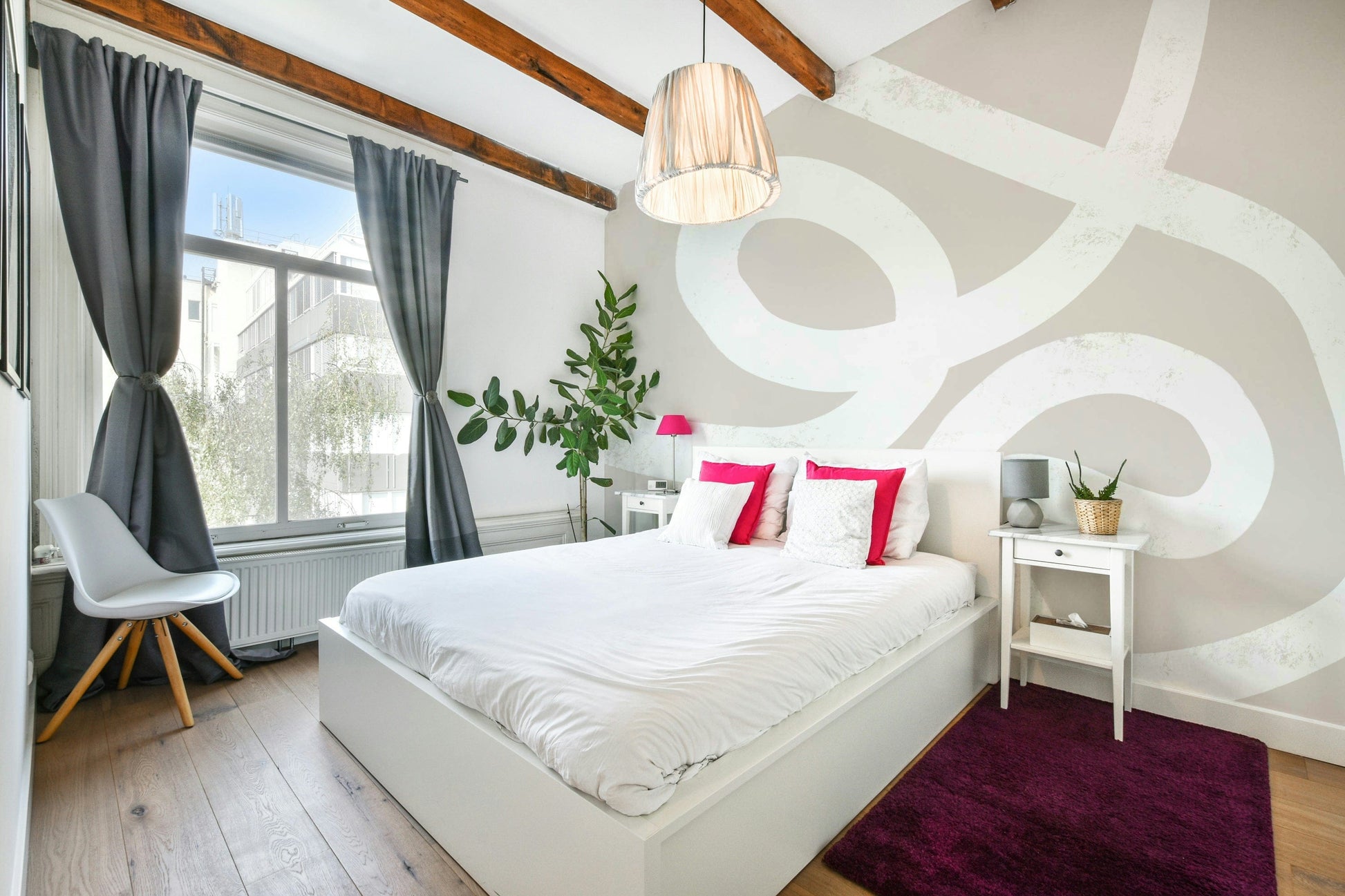 An artistic minimalist shape mural for home decor.

